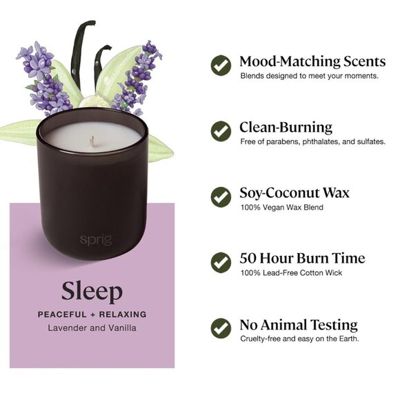 Sprig by Kohler Sleep Aromatherapy Candle with Lavender & Vanilla, 100% Natural - Picture 2 of 3